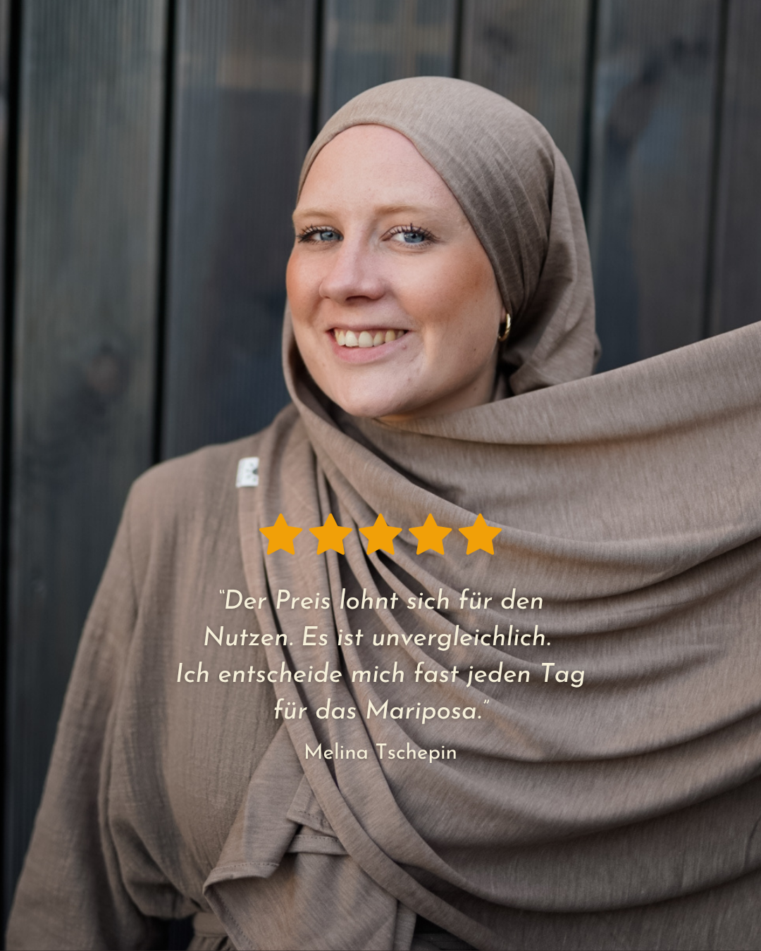 Premium Jersey Hijab "Mariposa" gemaakt van zijde en biologisch katoen (hazelnoot)