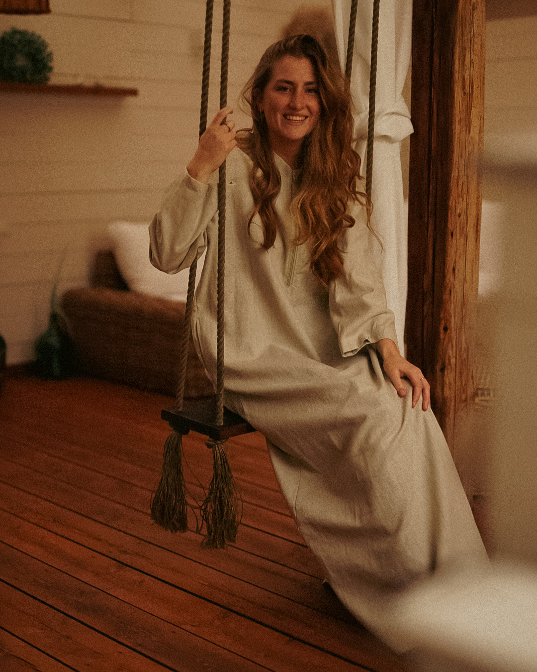 Linnen Abaya "Alma" met katoen - natuurlijk