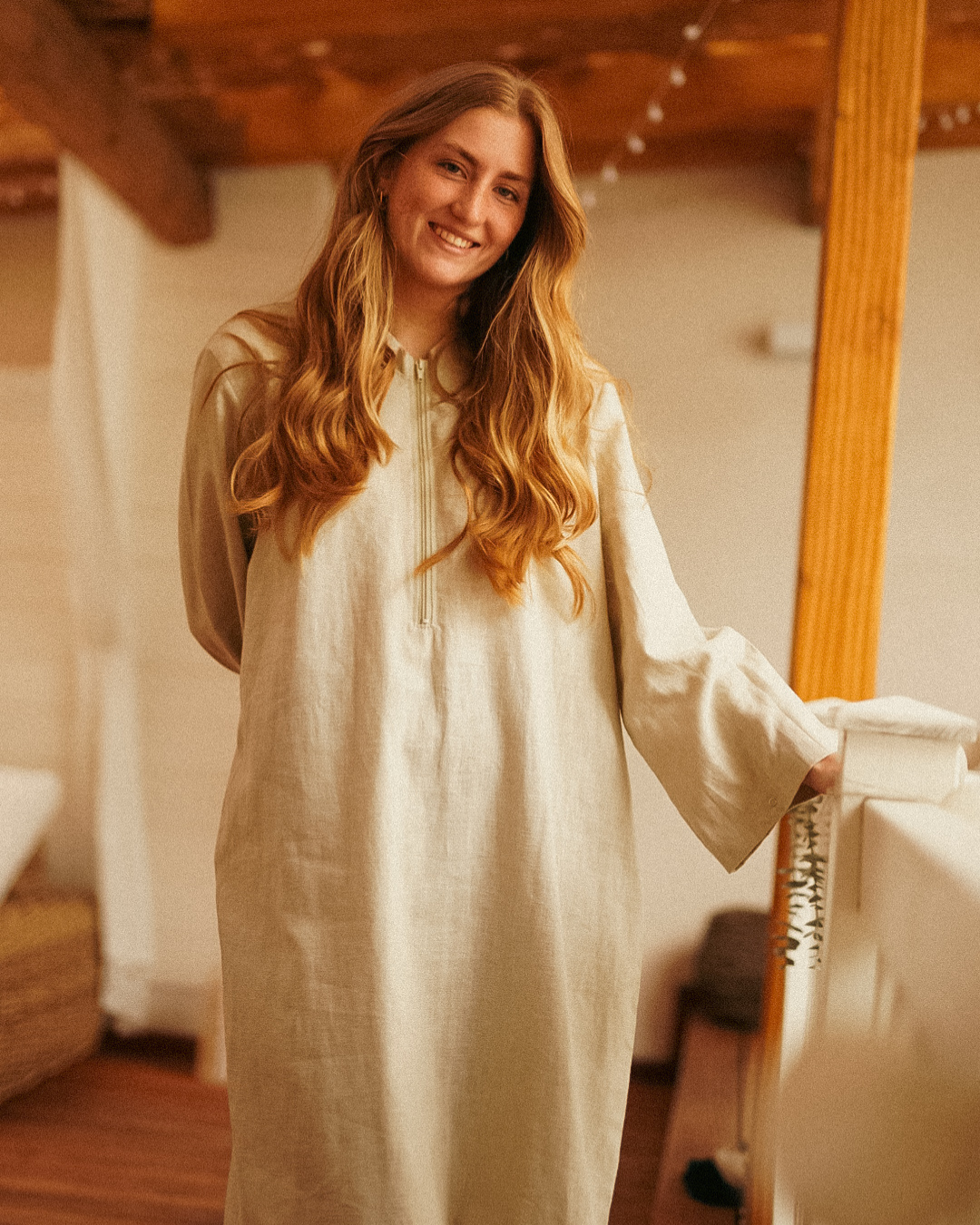 Linnen Abaya "Alma" met katoen - natuurlijk