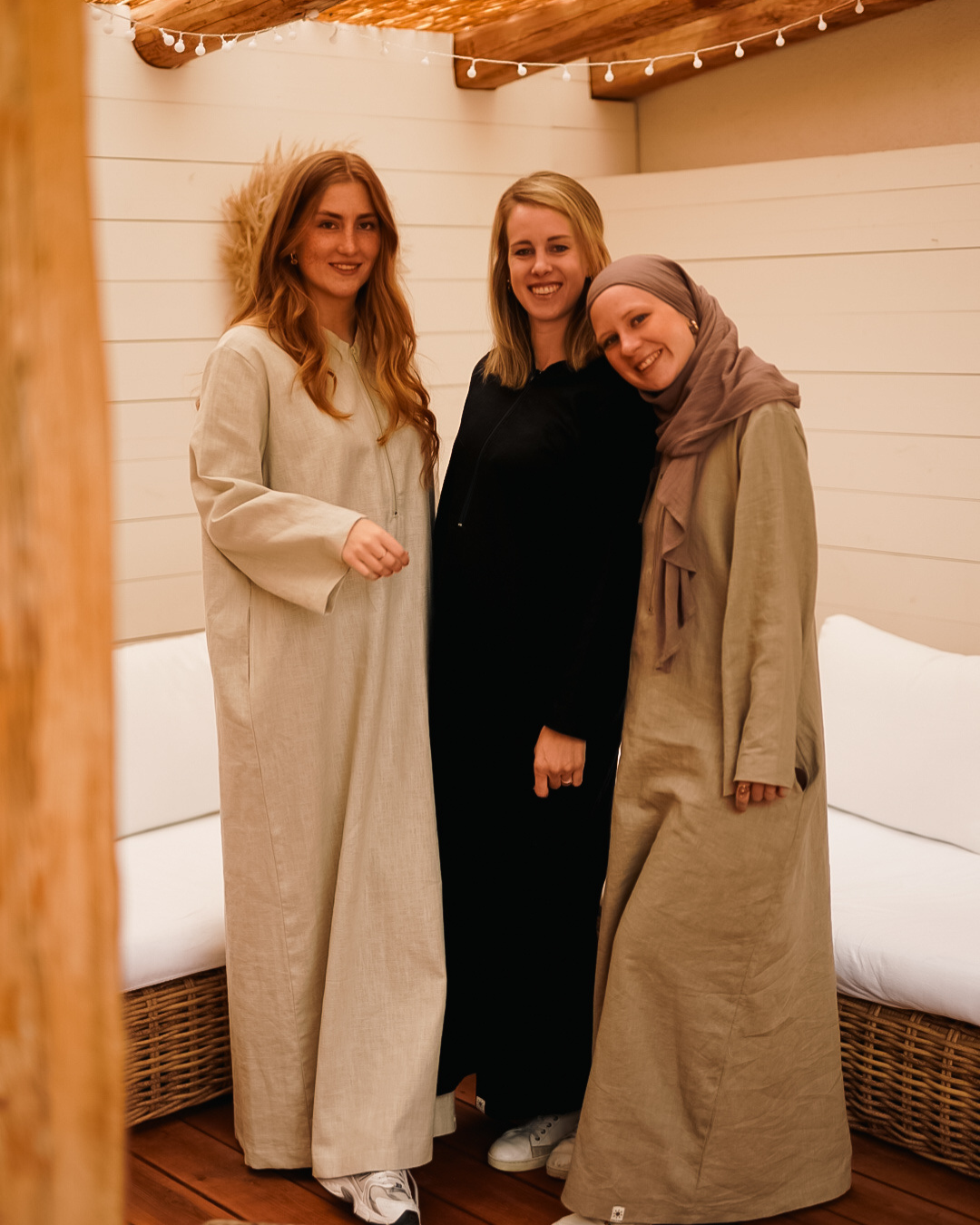 Linnen Abaya "Alma" met katoen - zand