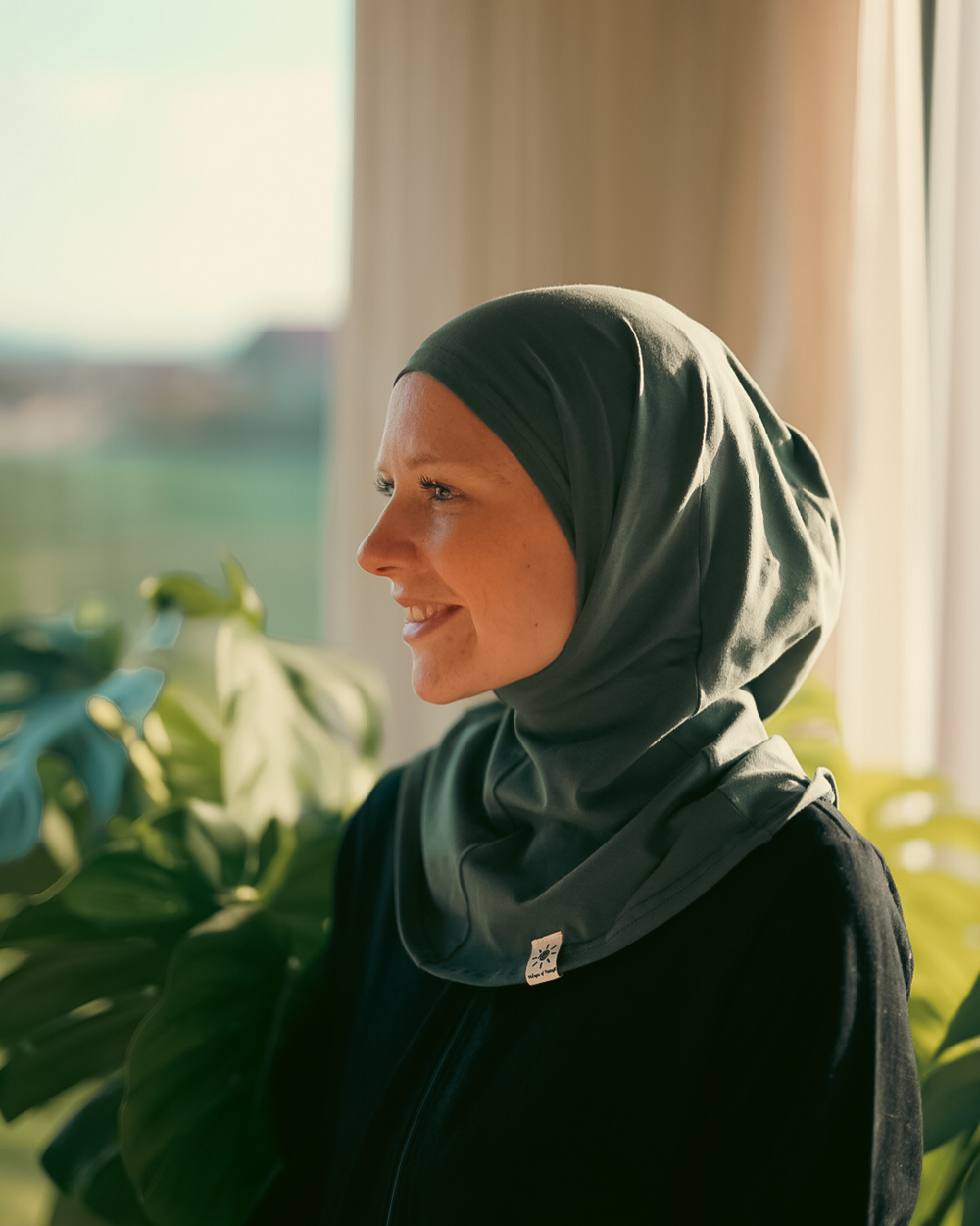 Balaclava - Sport & Vrijetijdshijab, gemaakt van biologisch katoen - Donkergroen