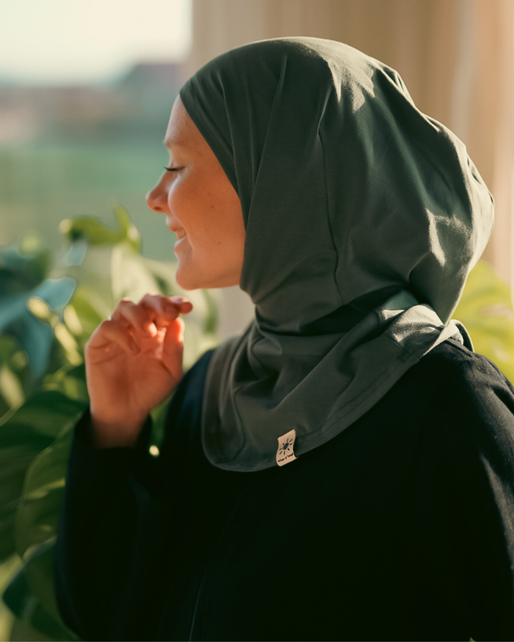 Balaclava - Sport & Vrijetijdshijab, gemaakt van biologisch katoen - Donkergroen