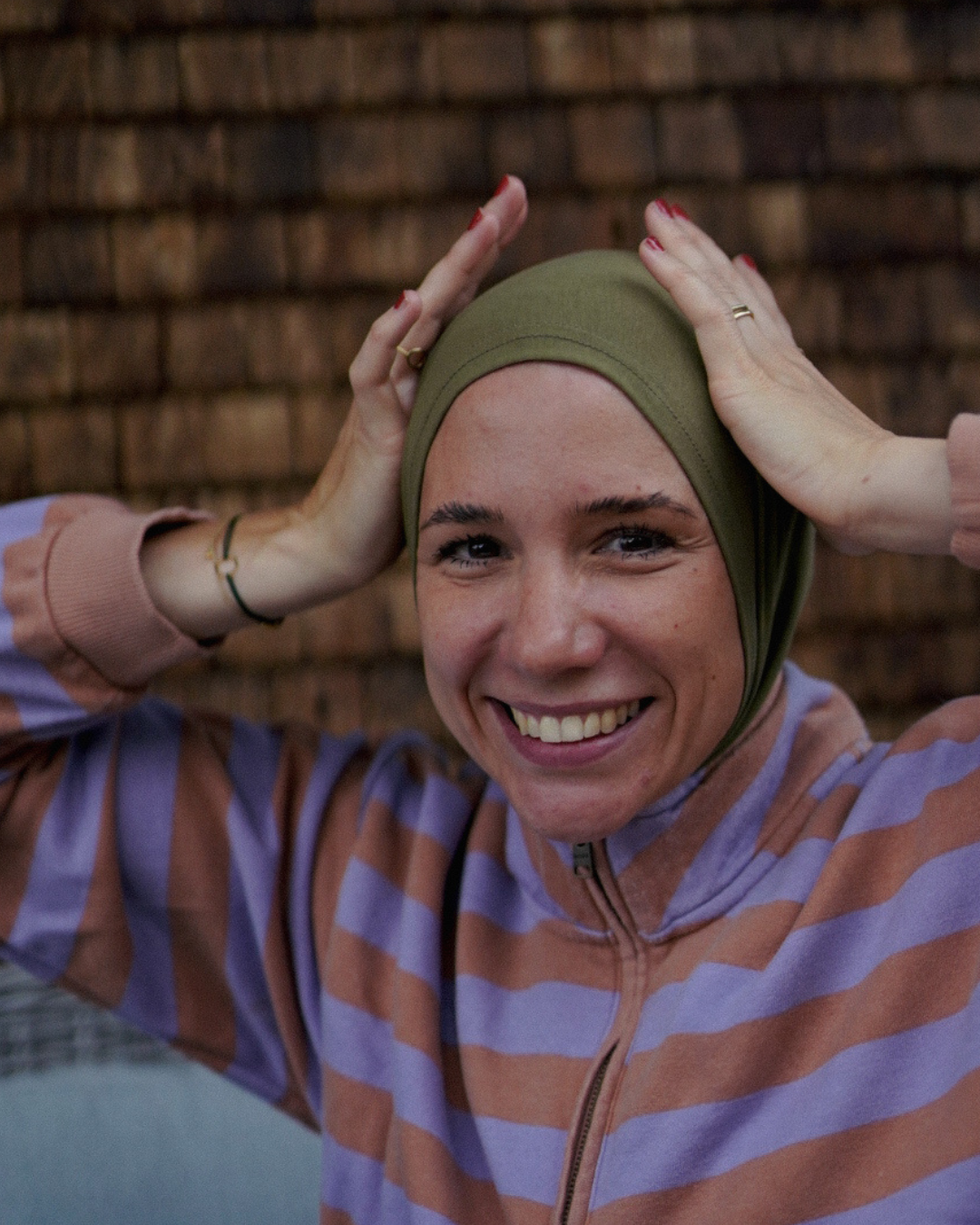 Bivakmuts - Sport- en vrijetijdskap, gemaakt van biologisch katoen - Olijf