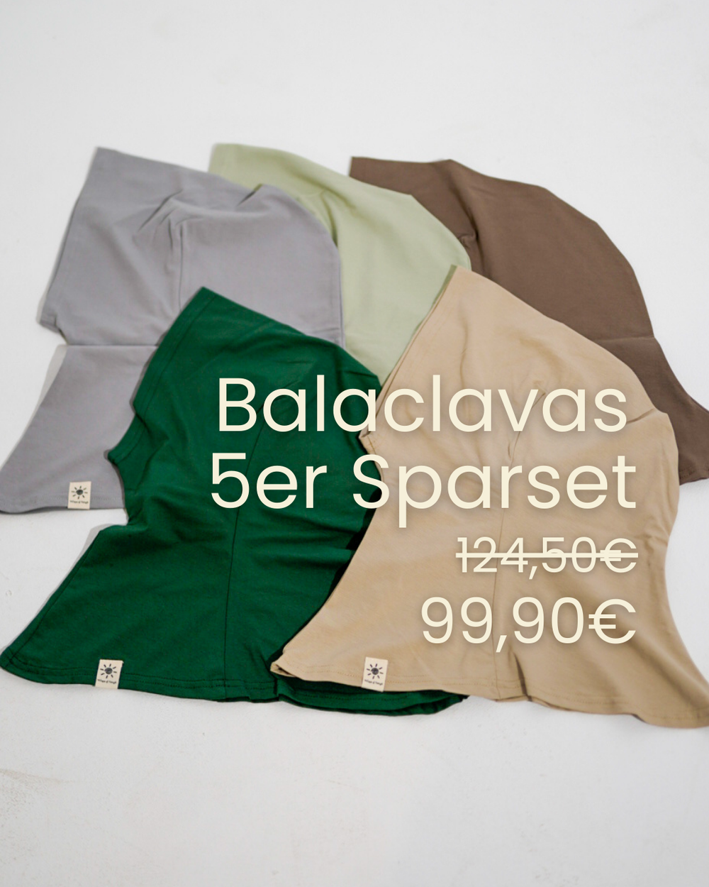 Balaclava - Sport- & vrijetijdshijab, van biologisch katoen - set van 5 (kasjmier, walnoot, evergreen, silverstone, salie)