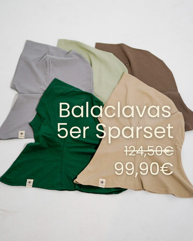 Balaclava - Sport- & vrijetijdshijab, van biologisch katoen - set van 5 (kasjmier, walnoot, evergreen, silverstone, salie)
