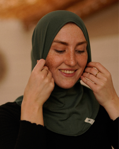 Balaclava - Sport & Vrijetijdshijab, gemaakt van biologisch katoen - Donkergroen