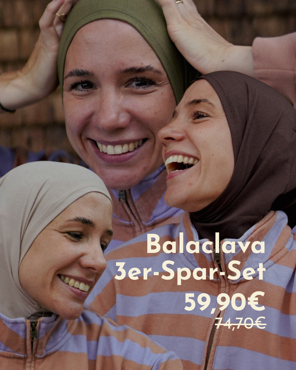Balaclava - Sport & Vrijetijdshijab, gemaakt van biologisch katoen - Set van 3