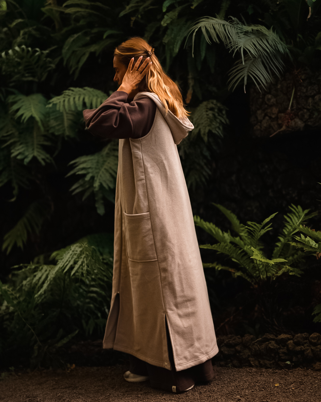 "Coseline" lange fleece bodywarmer van biologisch katoen