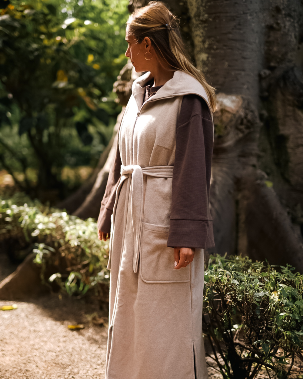 "Coseline" lange fleece bodywarmer van biologisch katoen