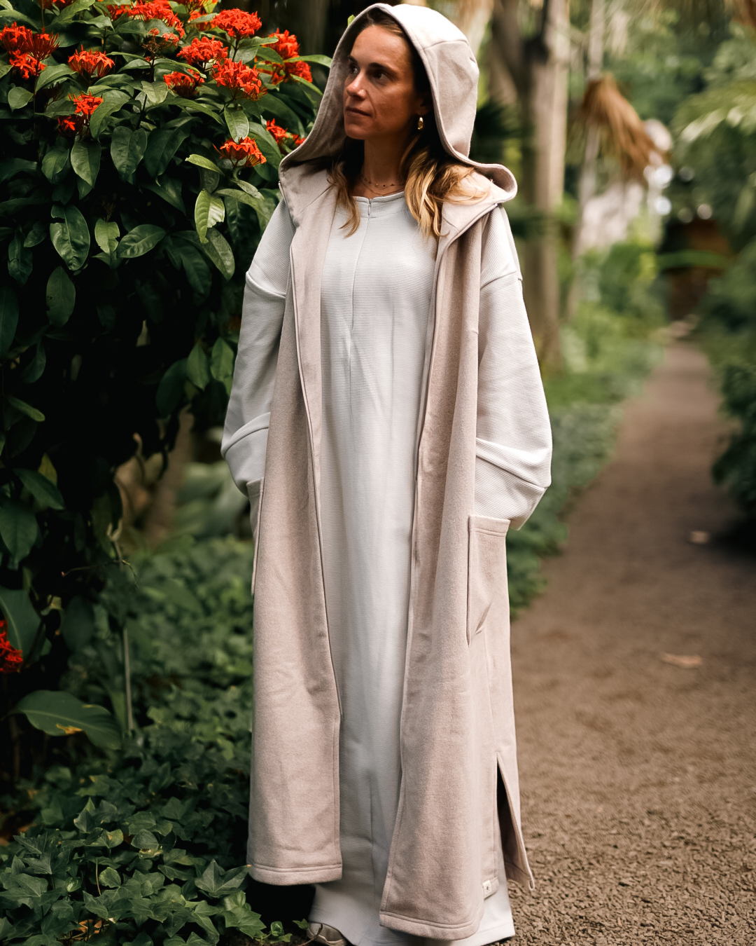 "Coseline" lange fleece bodywarmer van biologisch katoen