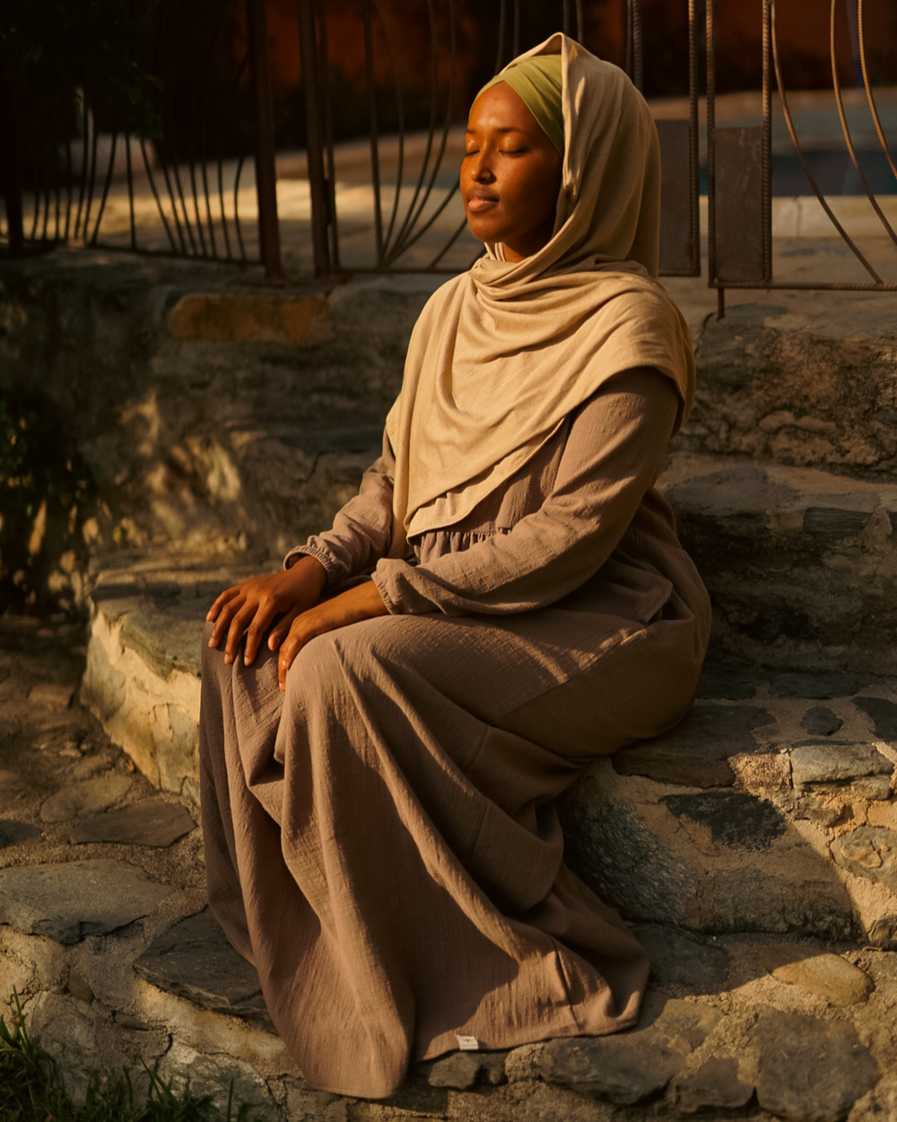Katoenen Abaya "Maya" van katoen (Bruin)