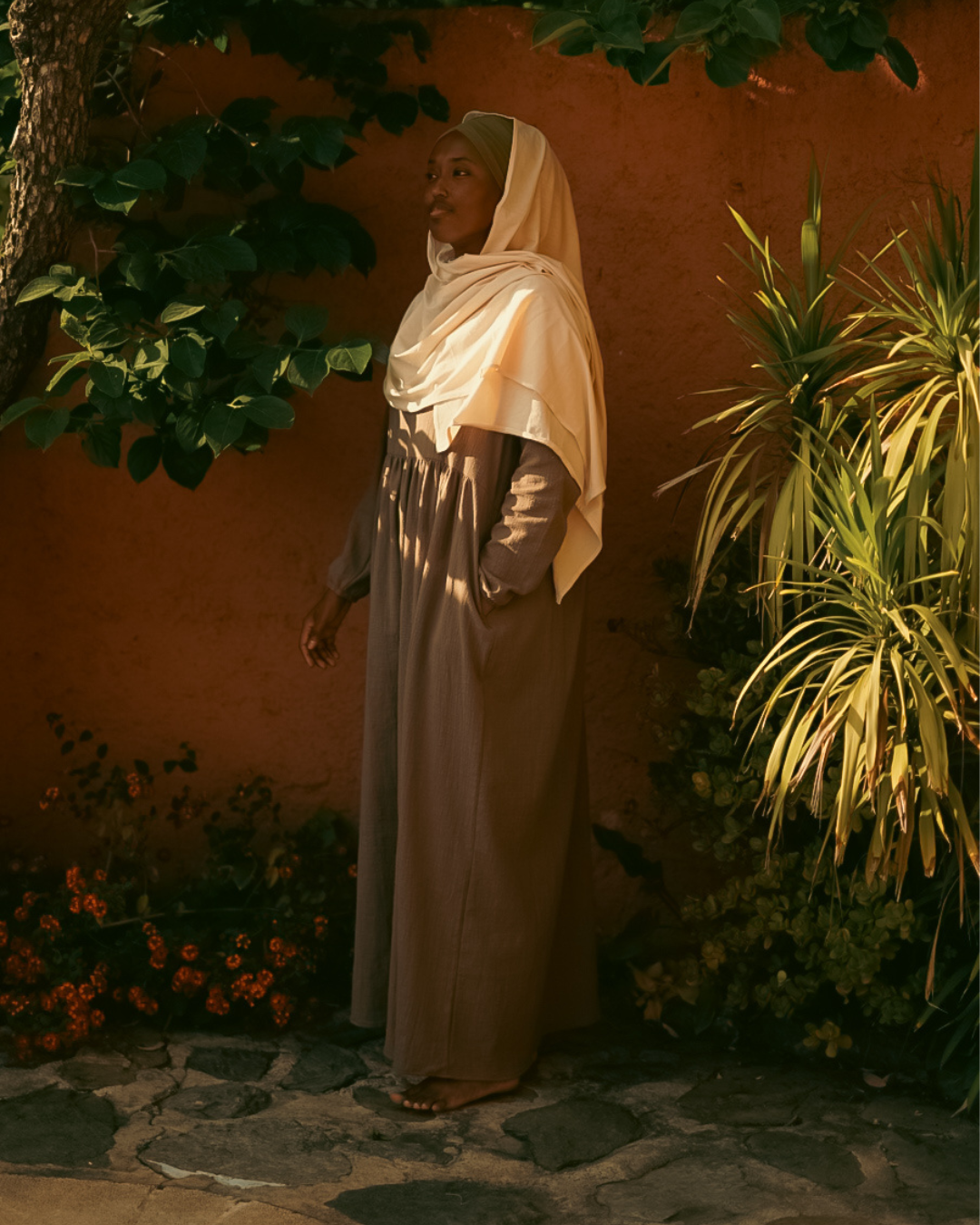 Katoenen Abaya "Maya" van katoen (Bruin)