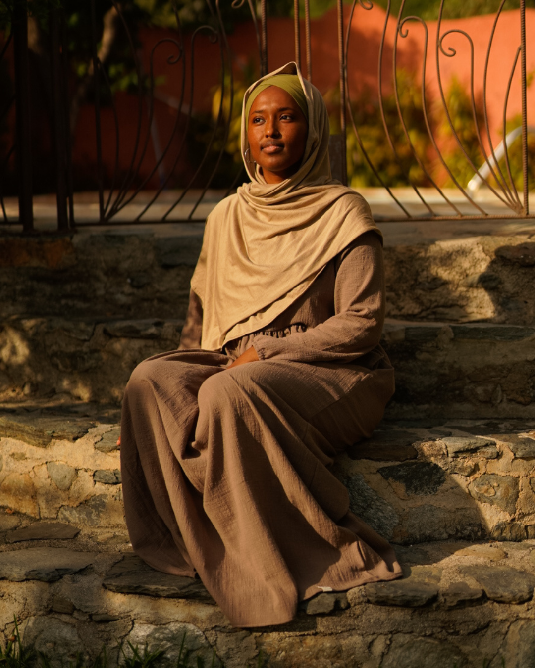 Katoenen Abaya "Maya" van katoen (Bruin)