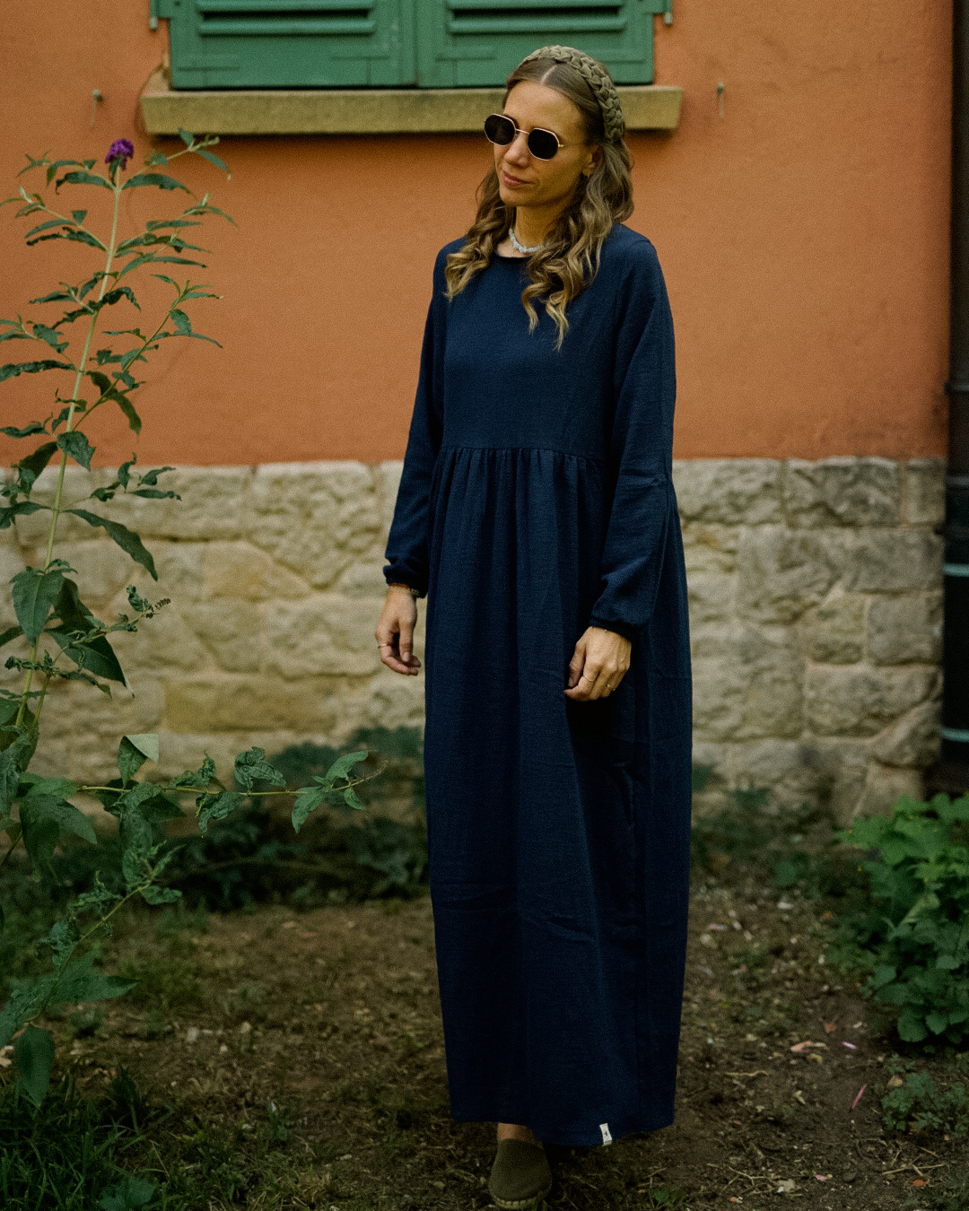 Katoenen Abaya "Maya" van katoen (Navy)