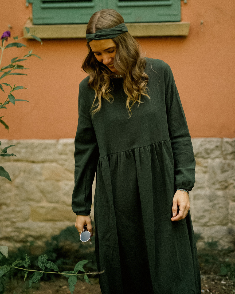 Katoenen Abaya "Maya" van katoen (Donkergroen)