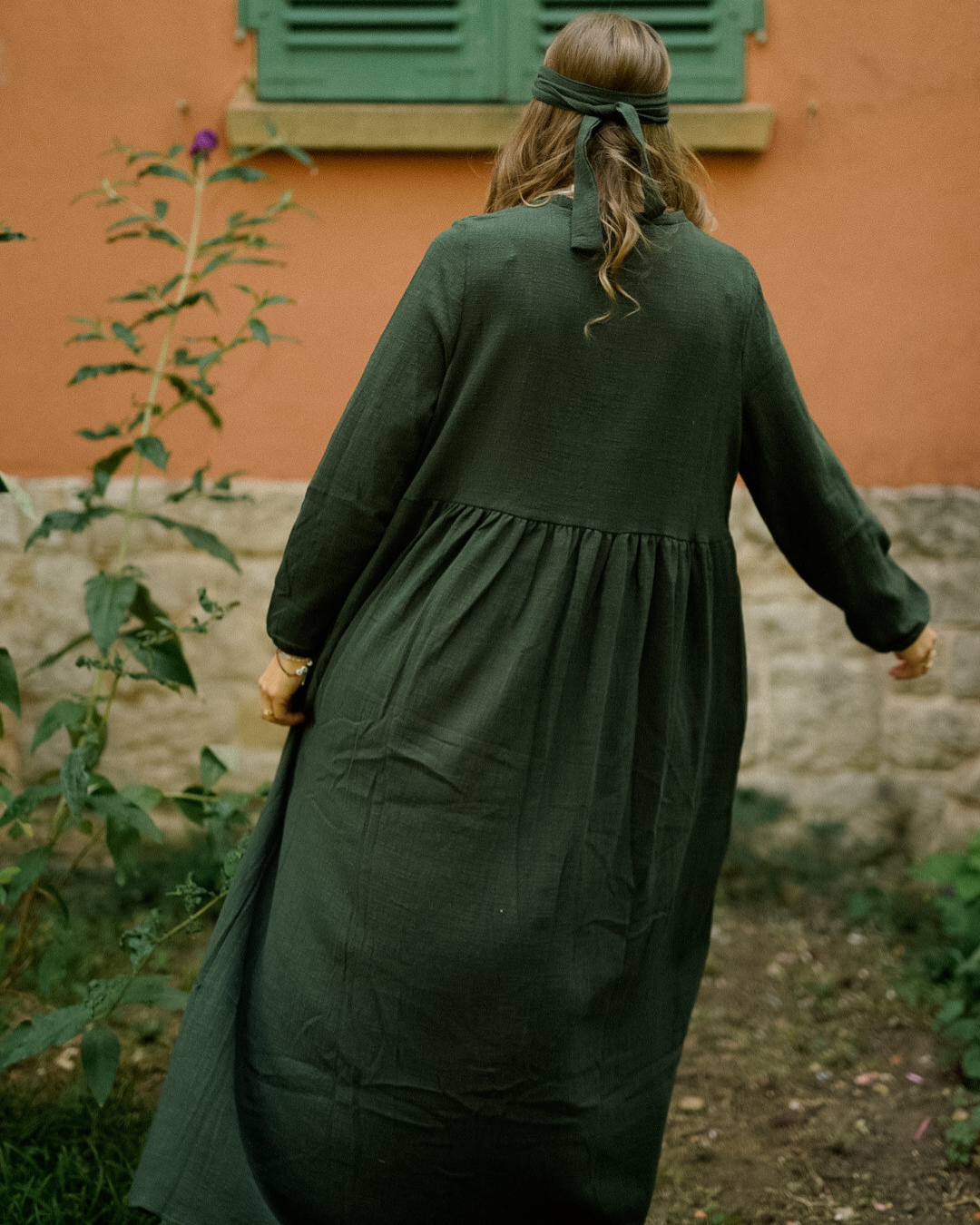 Katoenen Abaya "Maya" van katoen (Donkergroen)