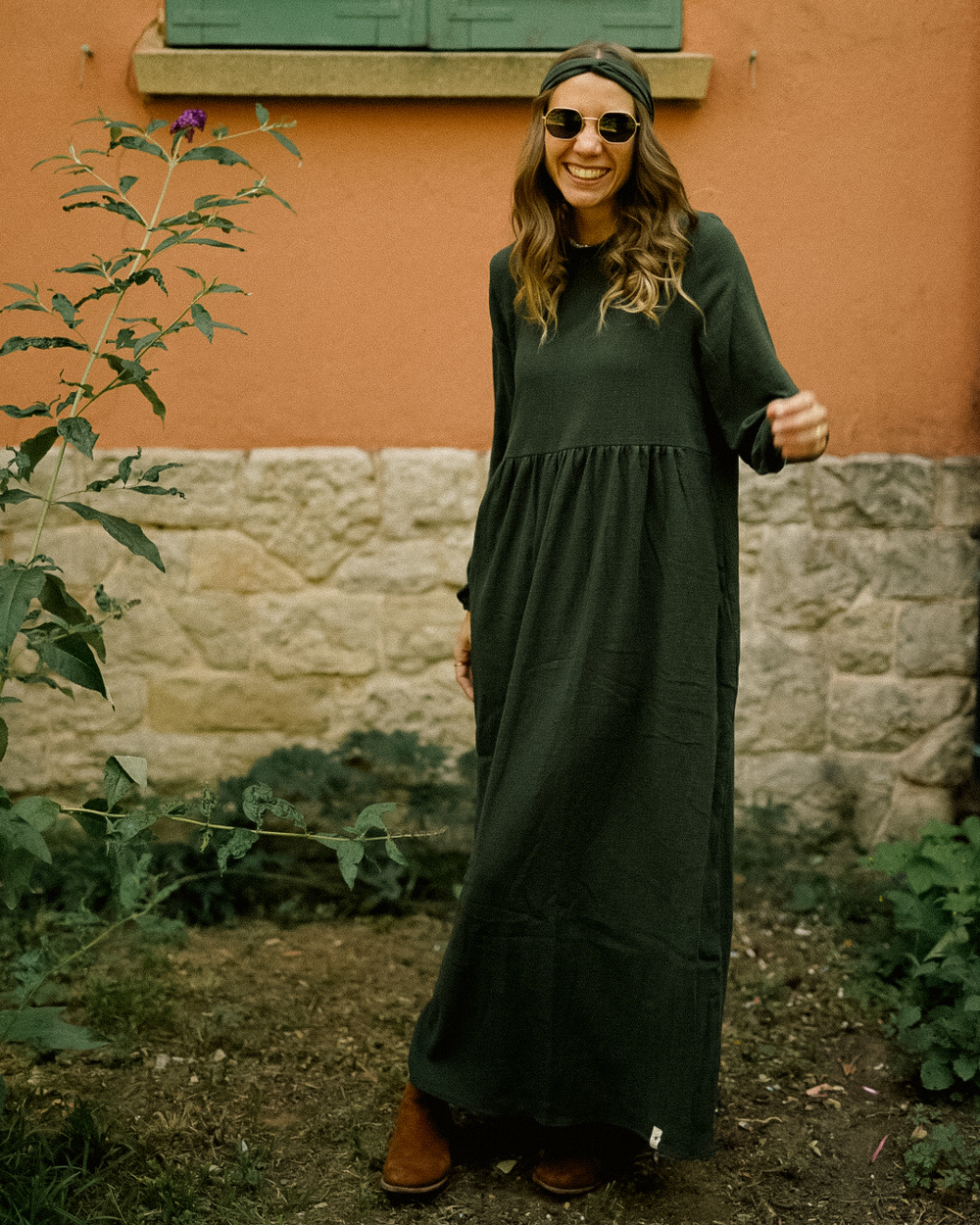 Katoenen Abaya "Maya" van katoen (Donkergroen)