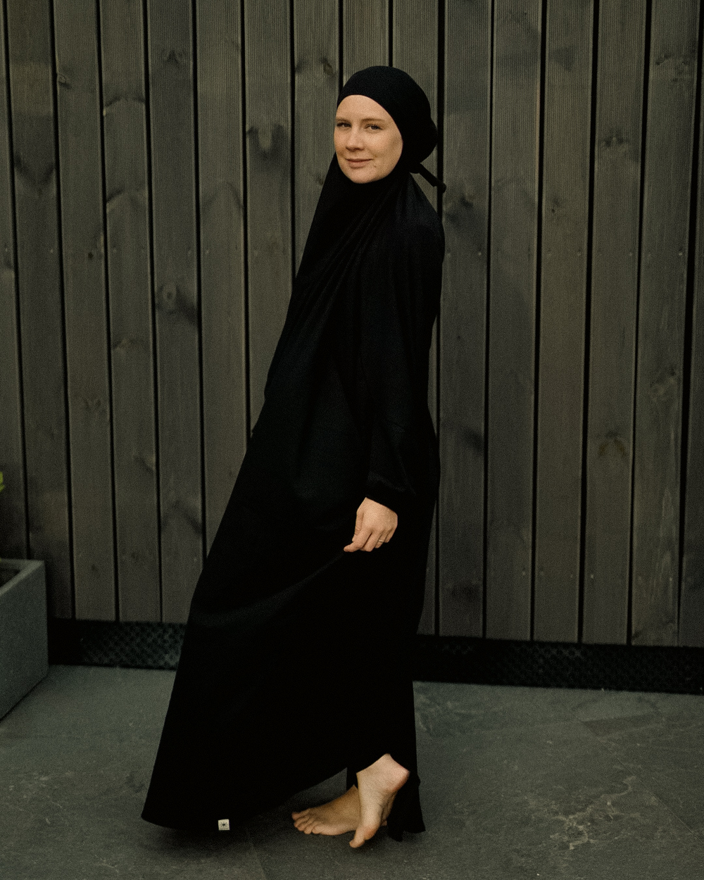 Gebedsjurk / Jilbab van biologisch katoen (Zwart)