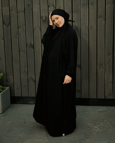 Gebedsjurk / Jilbab van biologisch katoen (Zwart)