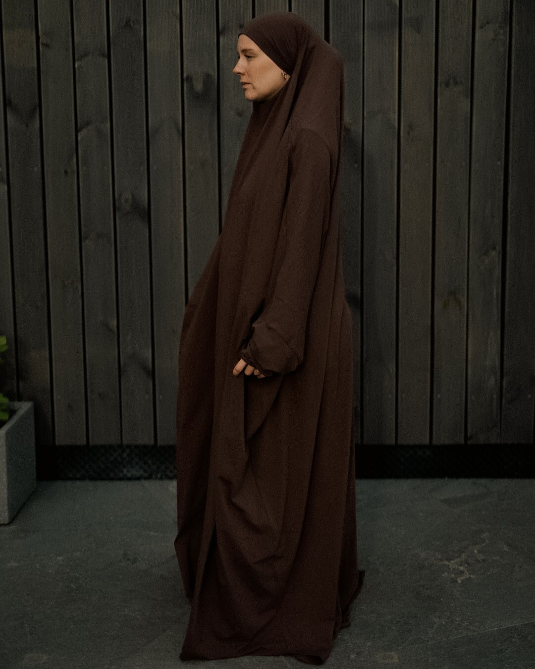 Gebedsjurk / Jilbab van biologisch katoen (Chocolade)