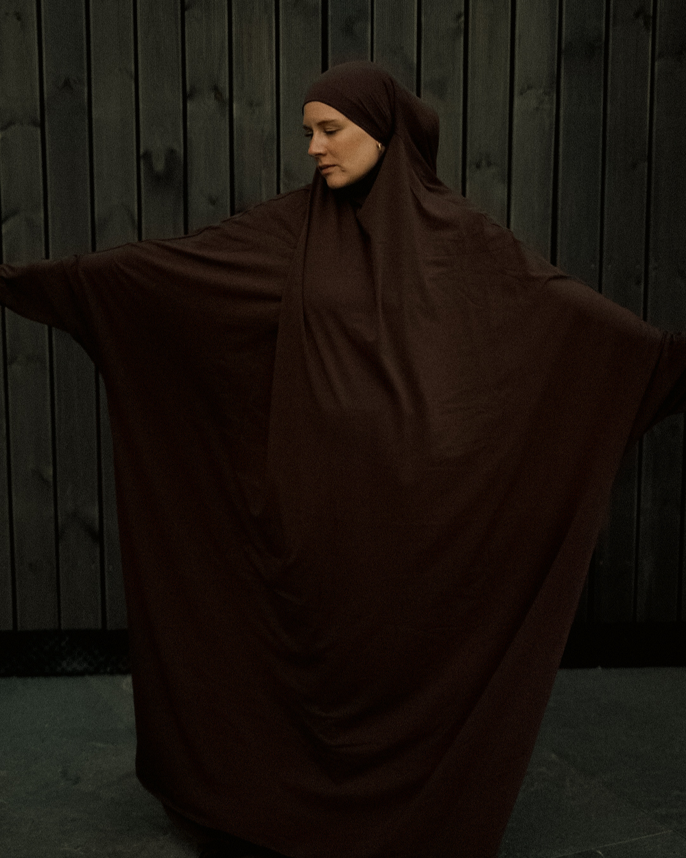 Gebedsjurk / Jilbab van biologisch katoen (Chocolade)