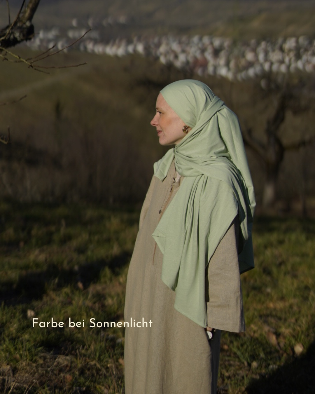 Lichtgewicht jersey hijab "Hava" gemaakt van 100% biologisch katoen - Iced Green