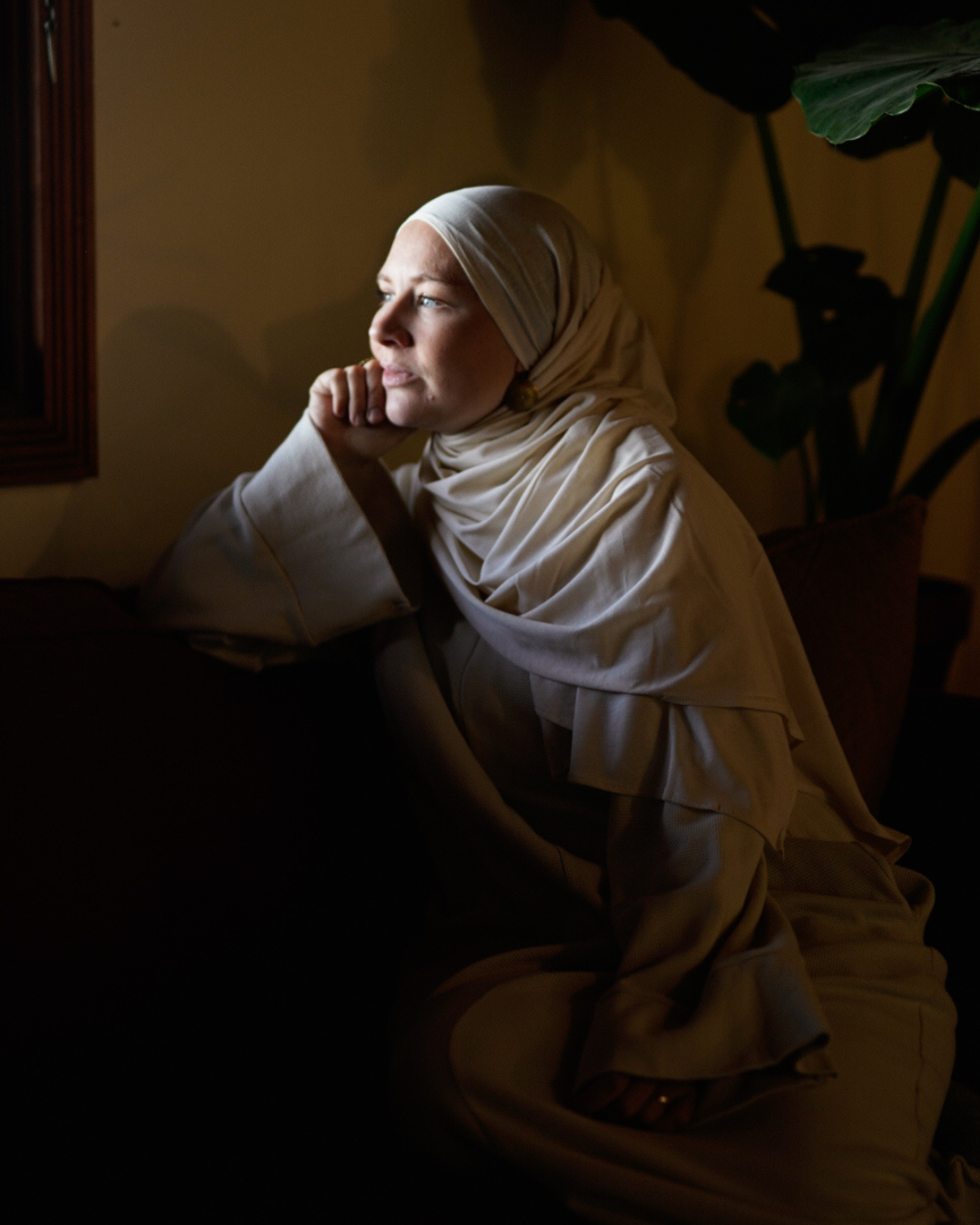 Lichte jersey hijab "Hava" van 100% biologisch katoen (marsepein)