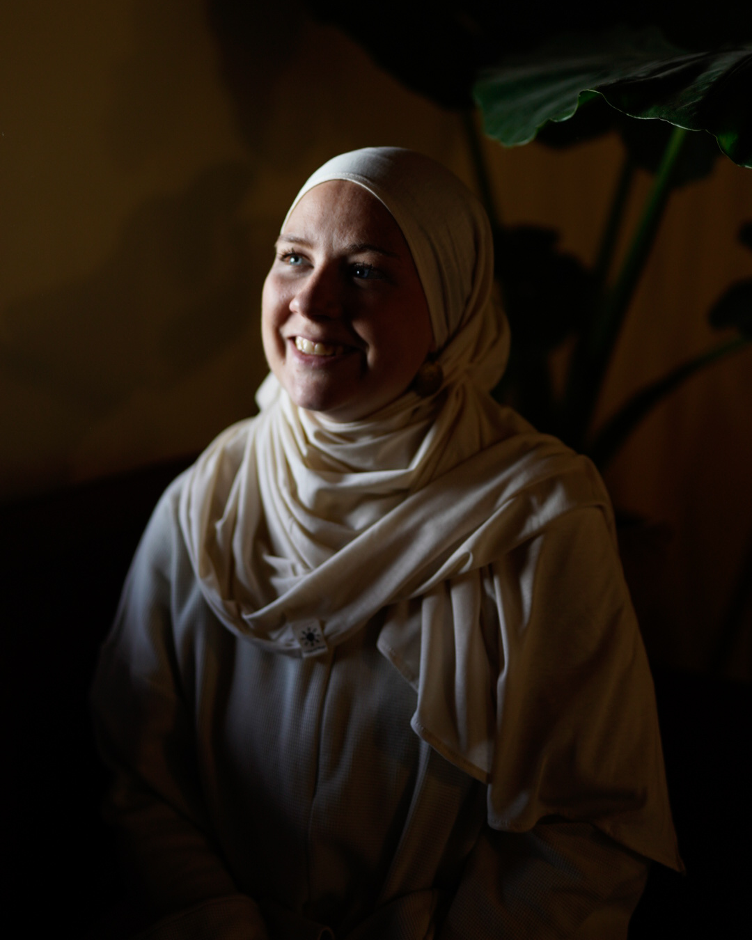 Lichte jersey hijab "Hava" van 100% biologisch katoen (marsepein)