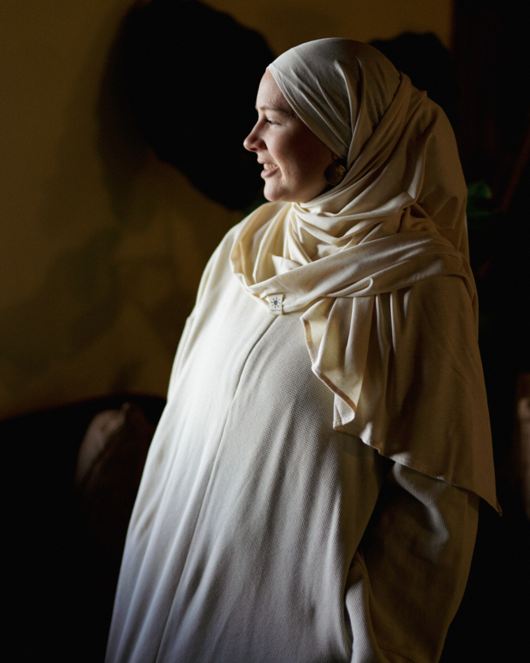 Lichte jersey hijab "Hava" van 100% biologisch katoen (marsepein)