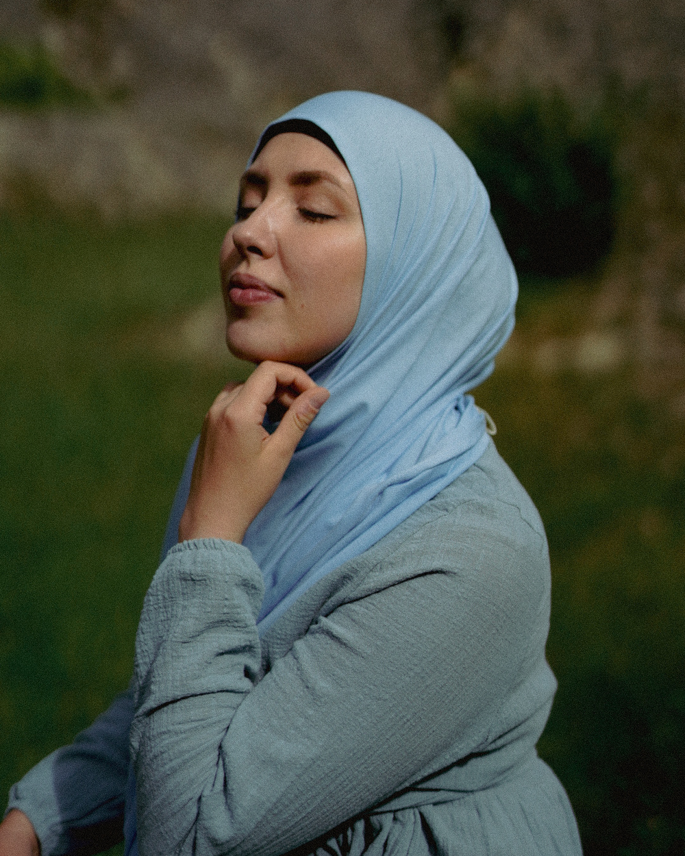 Lichtgewicht jersey hijab "Hava" van 100% biologisch katoen (Morning Sky)