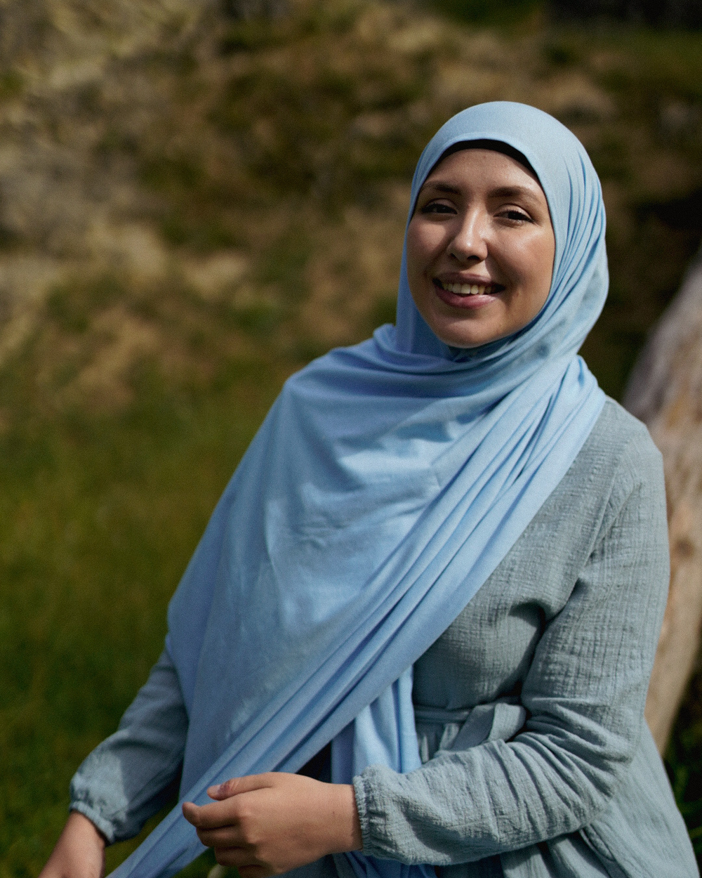 Lichtgewicht jersey hijab "Hava" van 100% biologisch katoen (Morning Sky)