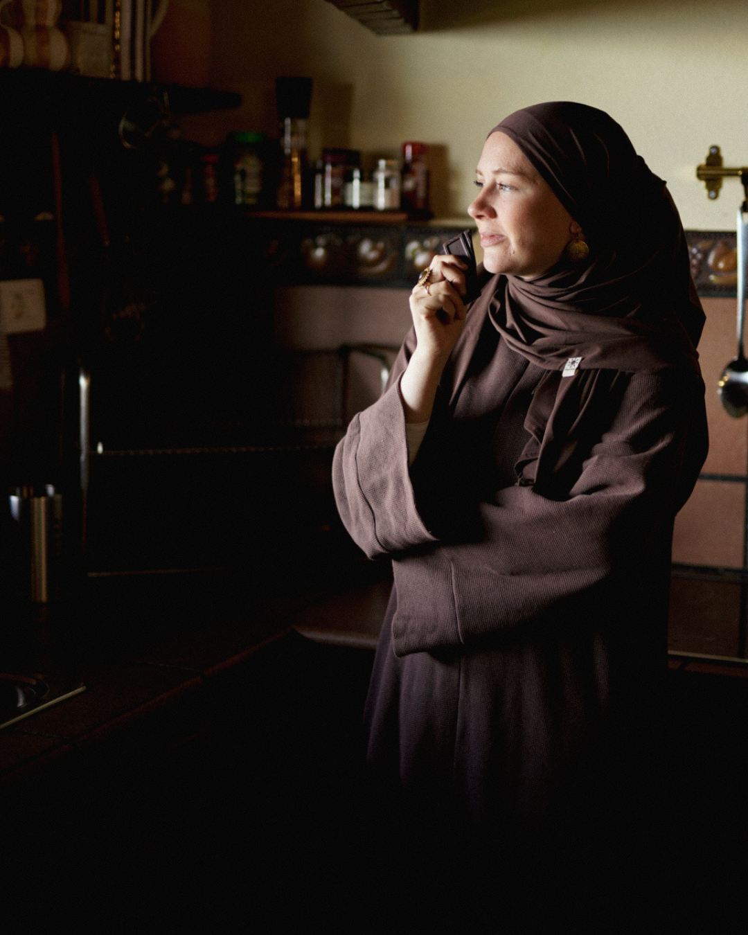 Lichte jersey hijab "Hava" van 100% biologisch katoen (Mousse au Chocolat)