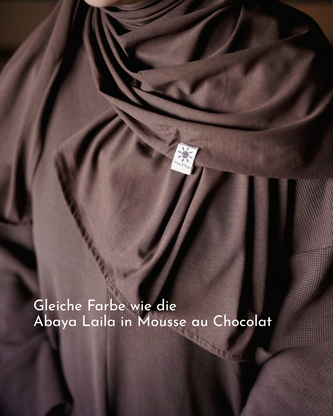 Lichte jersey hijab "Hava" van 100% biologisch katoen (Mousse au Chocolat)