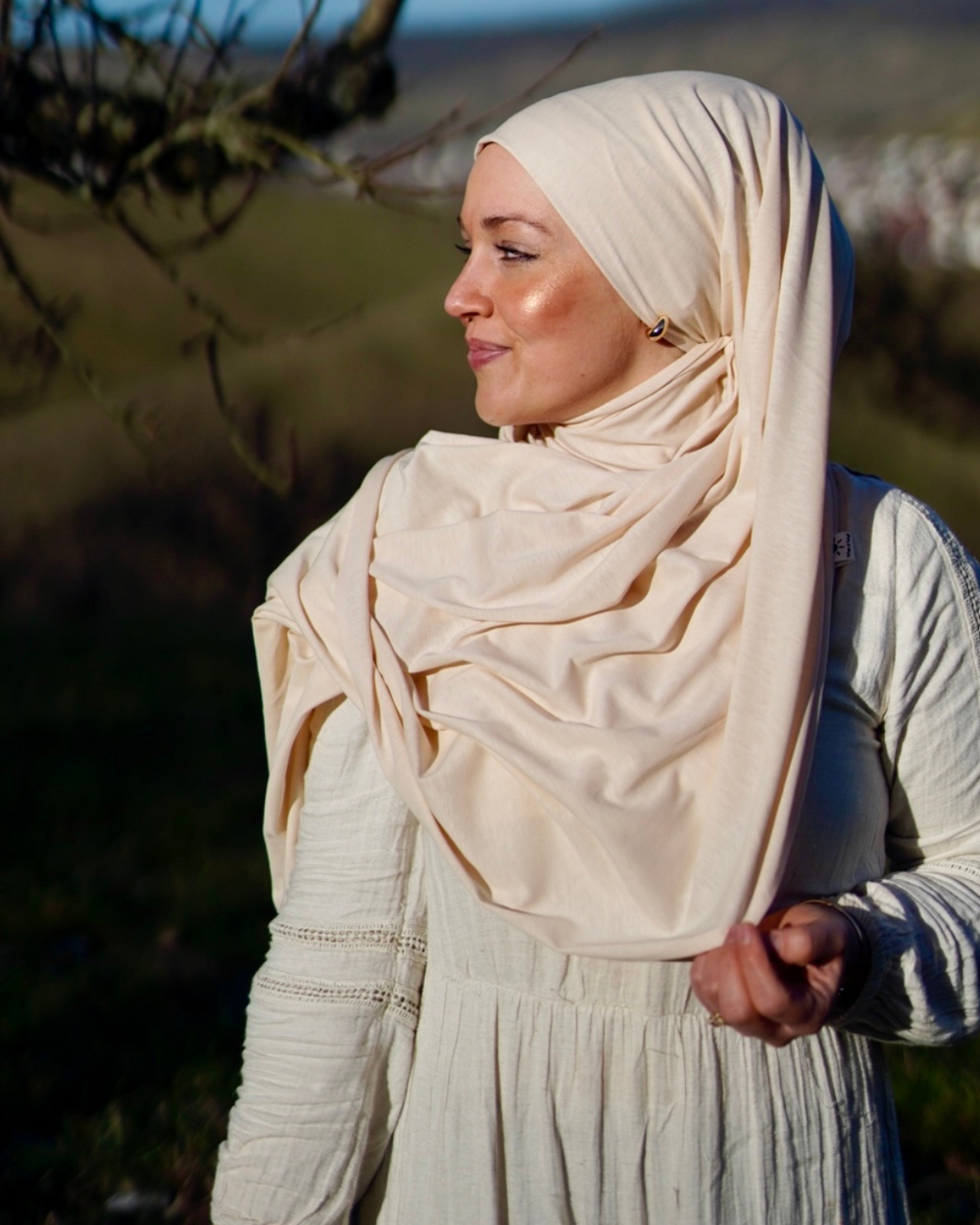 Lichtgewicht jersey hijab "Hava" gemaakt van 100% biologisch katoen - Pearl Blush