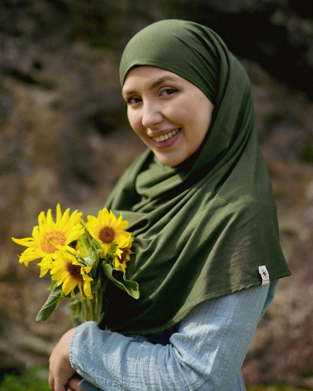 Lichtgewicht jersey hijab "Hava" van 100% biologisch katoen (Twilight Green)