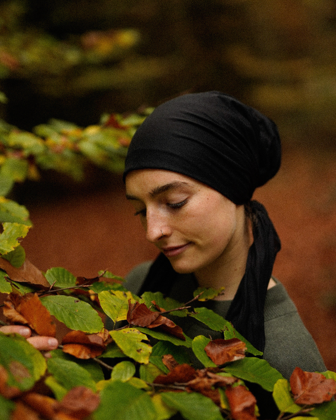 "Bonny" ondersjaal / muts - 100% biologisch katoen - zwart