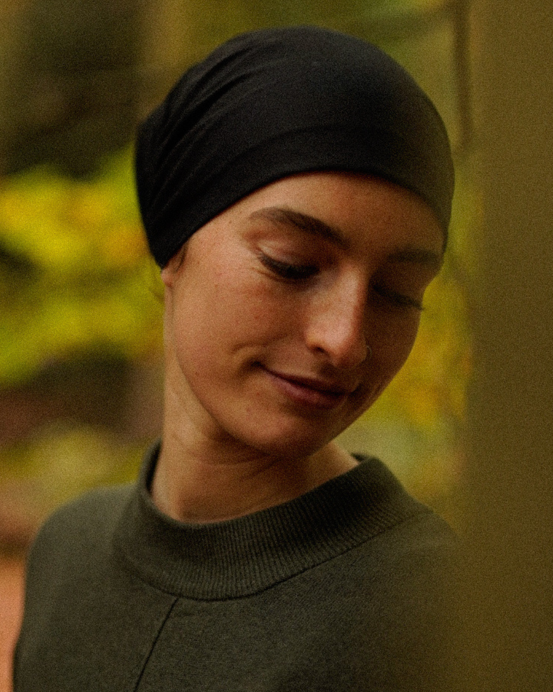 "Bonny" ondersjaal / muts - 100% biologisch katoen - zwart