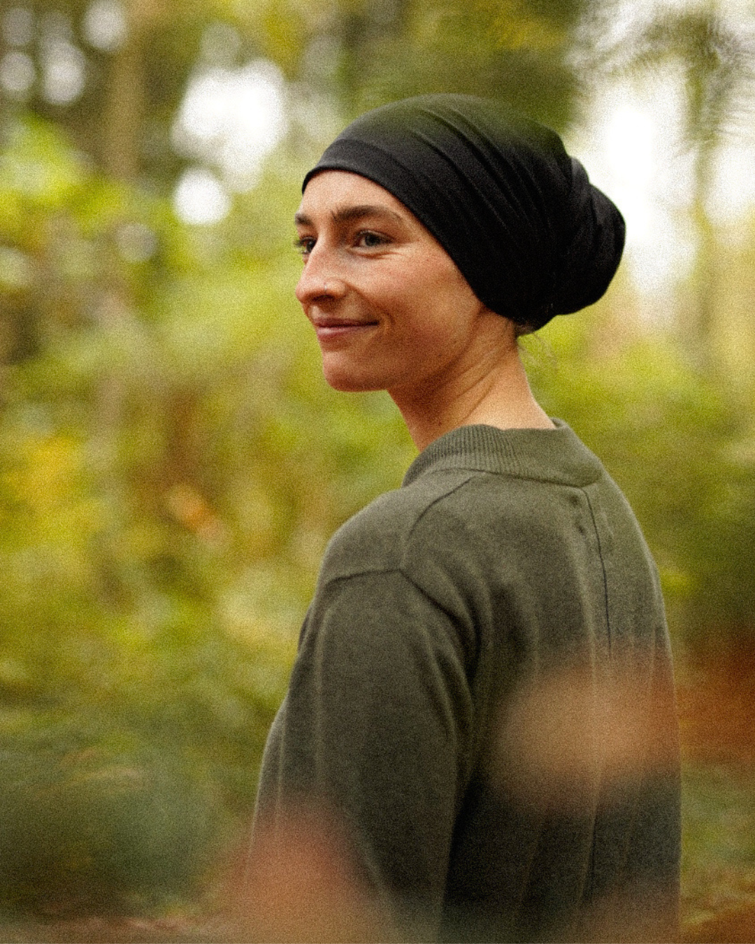 "Bonny" ondersjaal / muts - 100% biologisch katoen - zwart