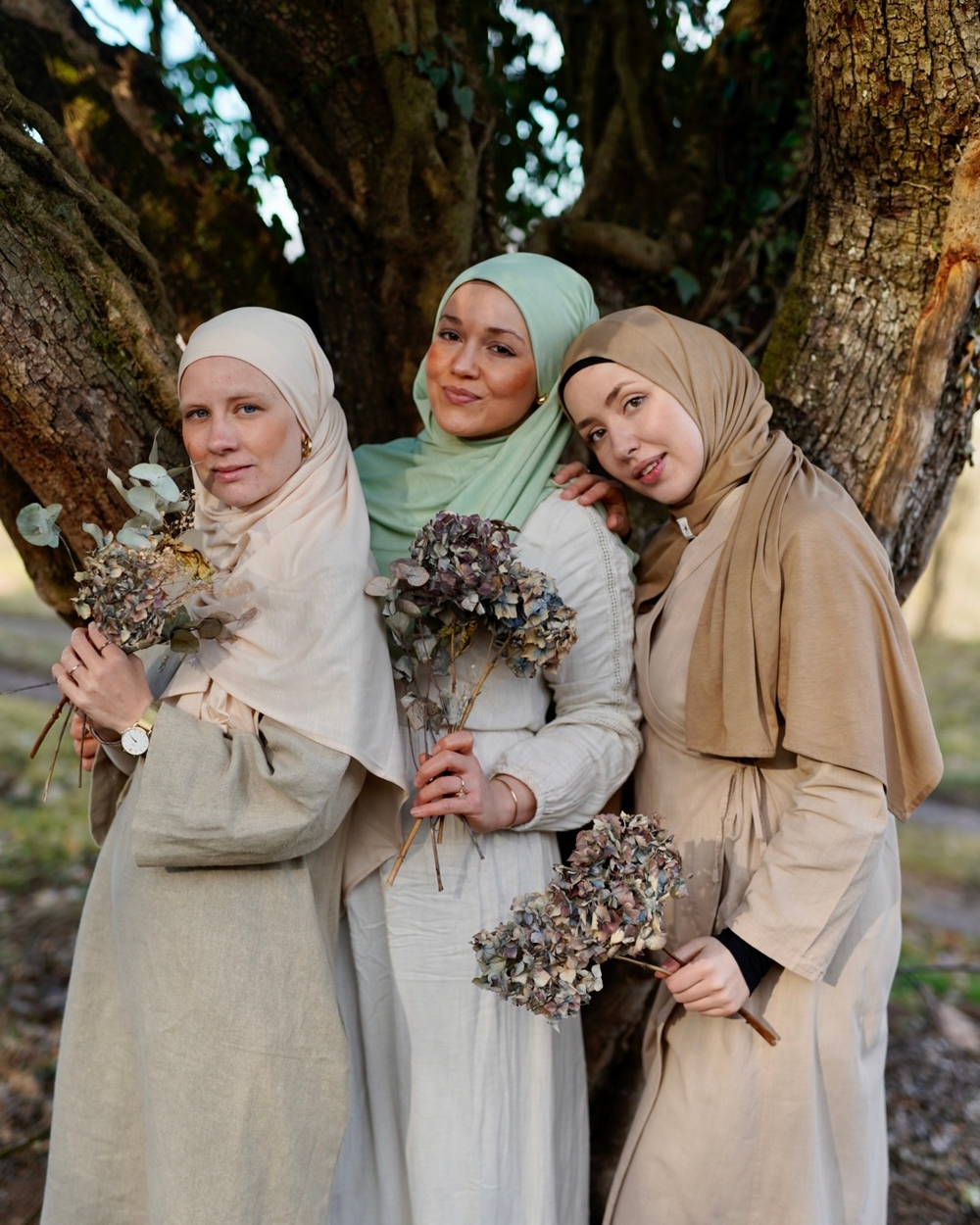 Set van 3 lichtgewicht hijabs "Hava" van biologisch katoen