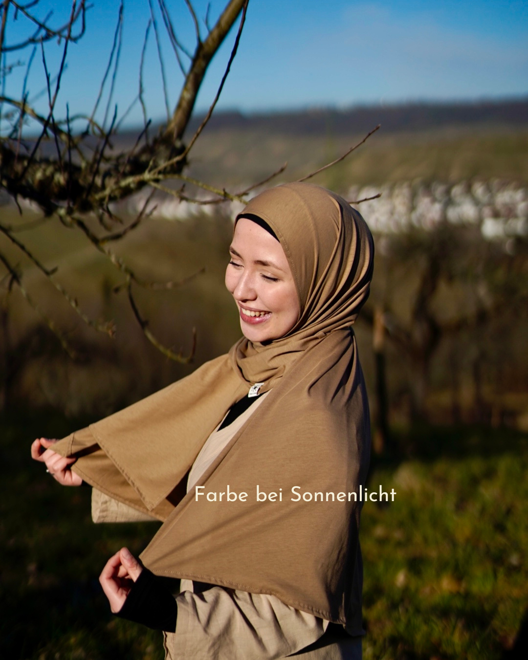Lichtgewicht jersey hijab "Hava" gemaakt van 100% biologisch katoen - Warm Almond
