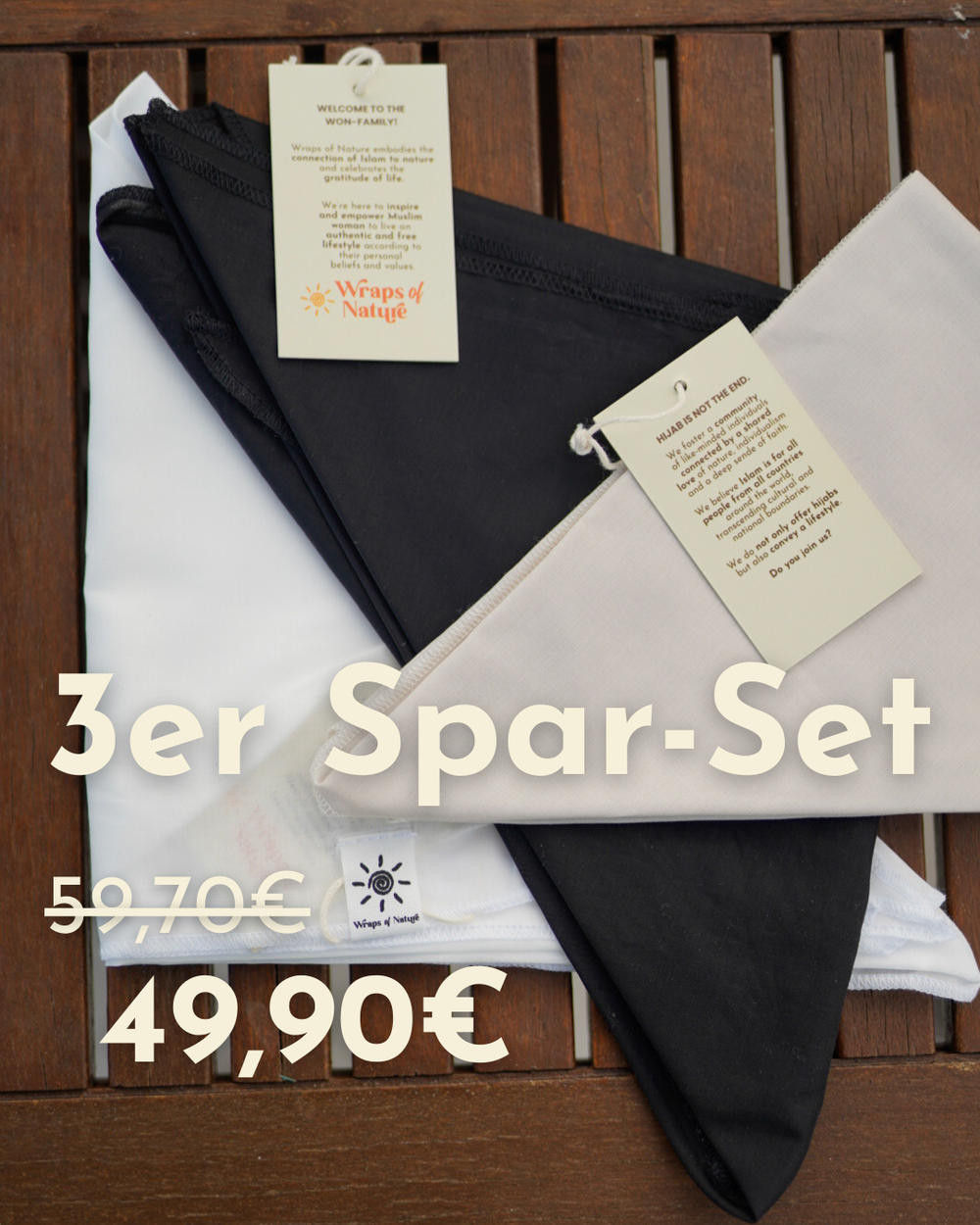 Set van 3 Bonny - 100% biologisch katoen - zwart, wit, beige