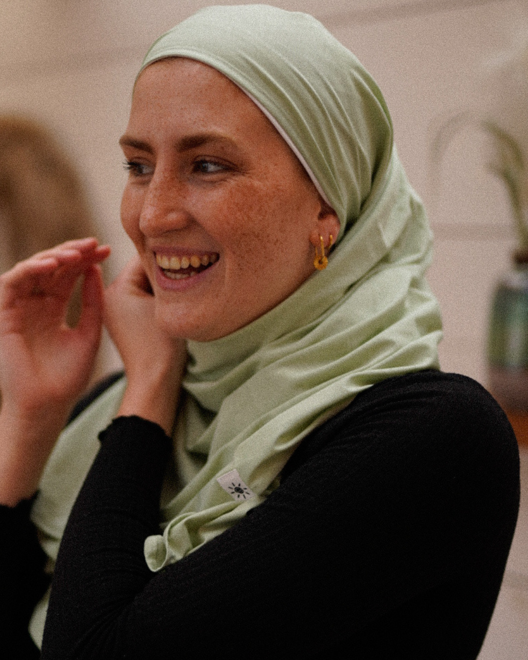 Lichtgewicht jersey hijab "Hava" gemaakt van 100% biologisch katoen - Iced Green