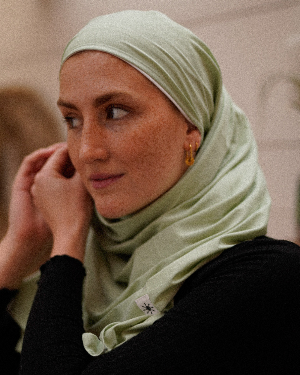 Lichtgewicht jersey hijab "Hava" gemaakt van 100% biologisch katoen - Iced Green