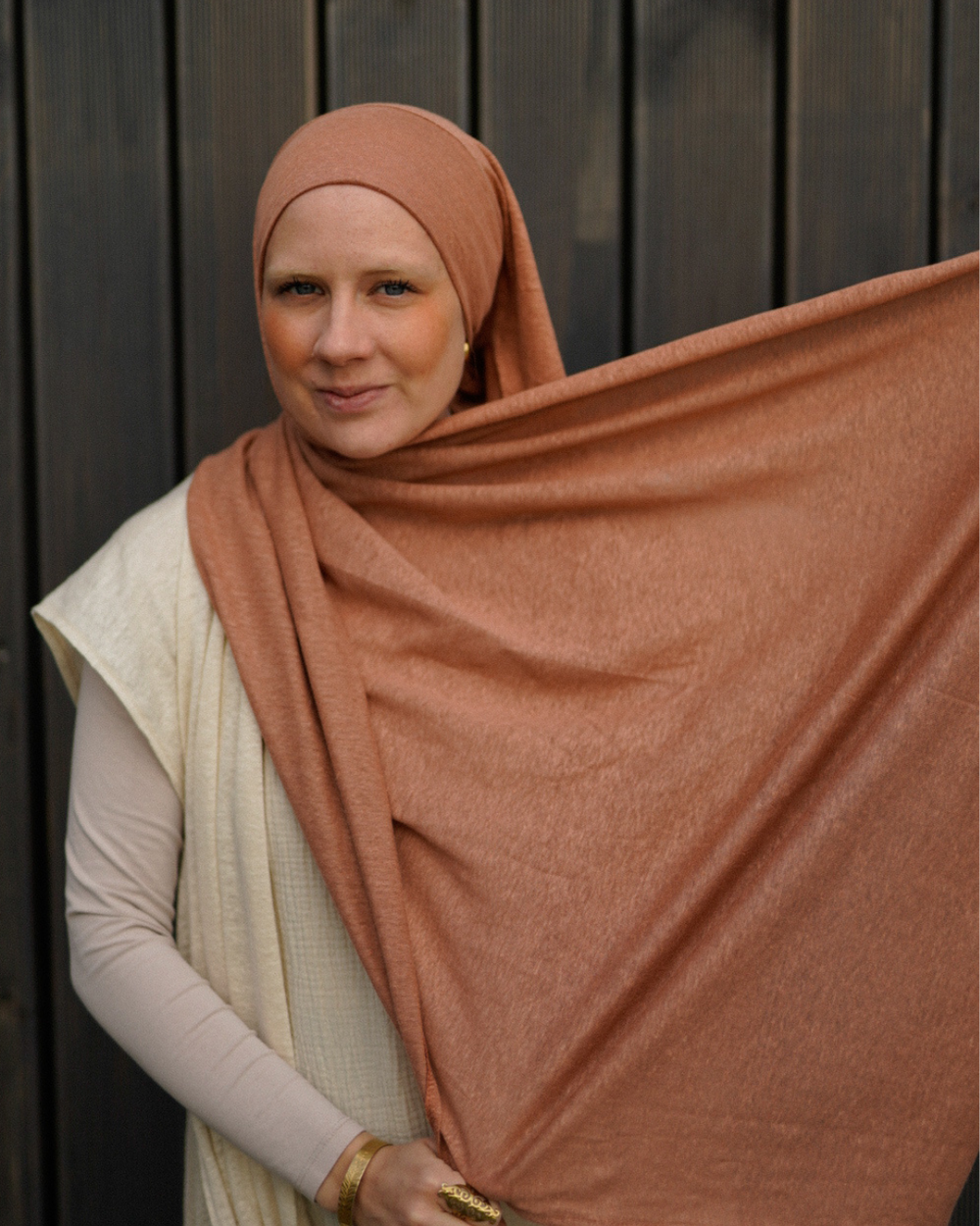 Instant Hijab "Leena" - 100% linnen - Lava mokka