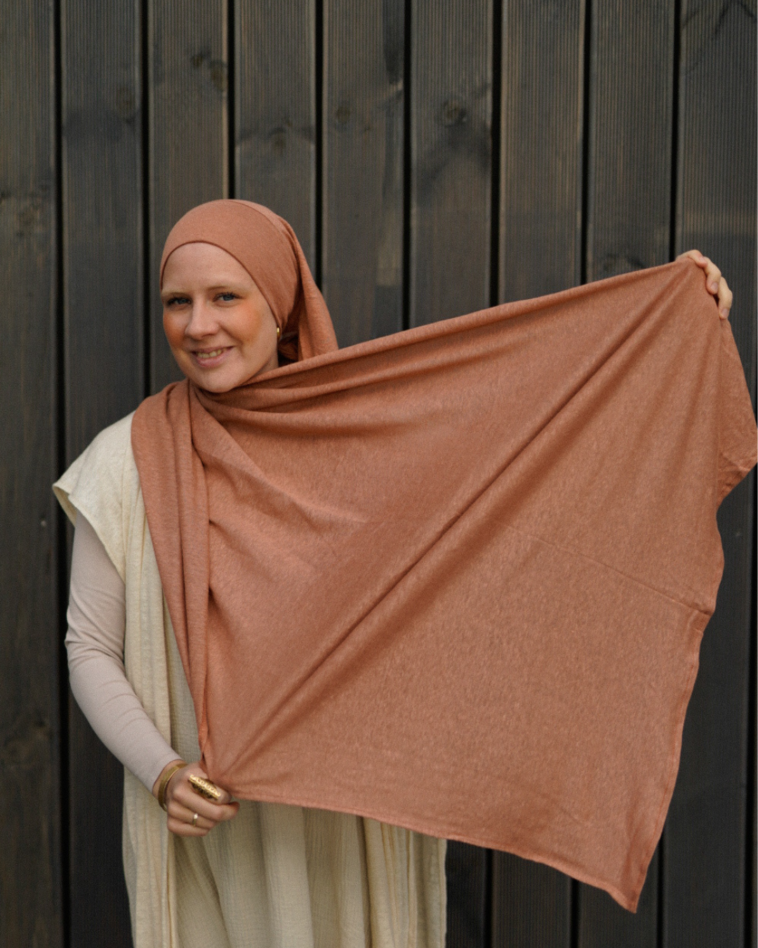 Instant Hijab "Leena" - 100% linnen - Lava mokka