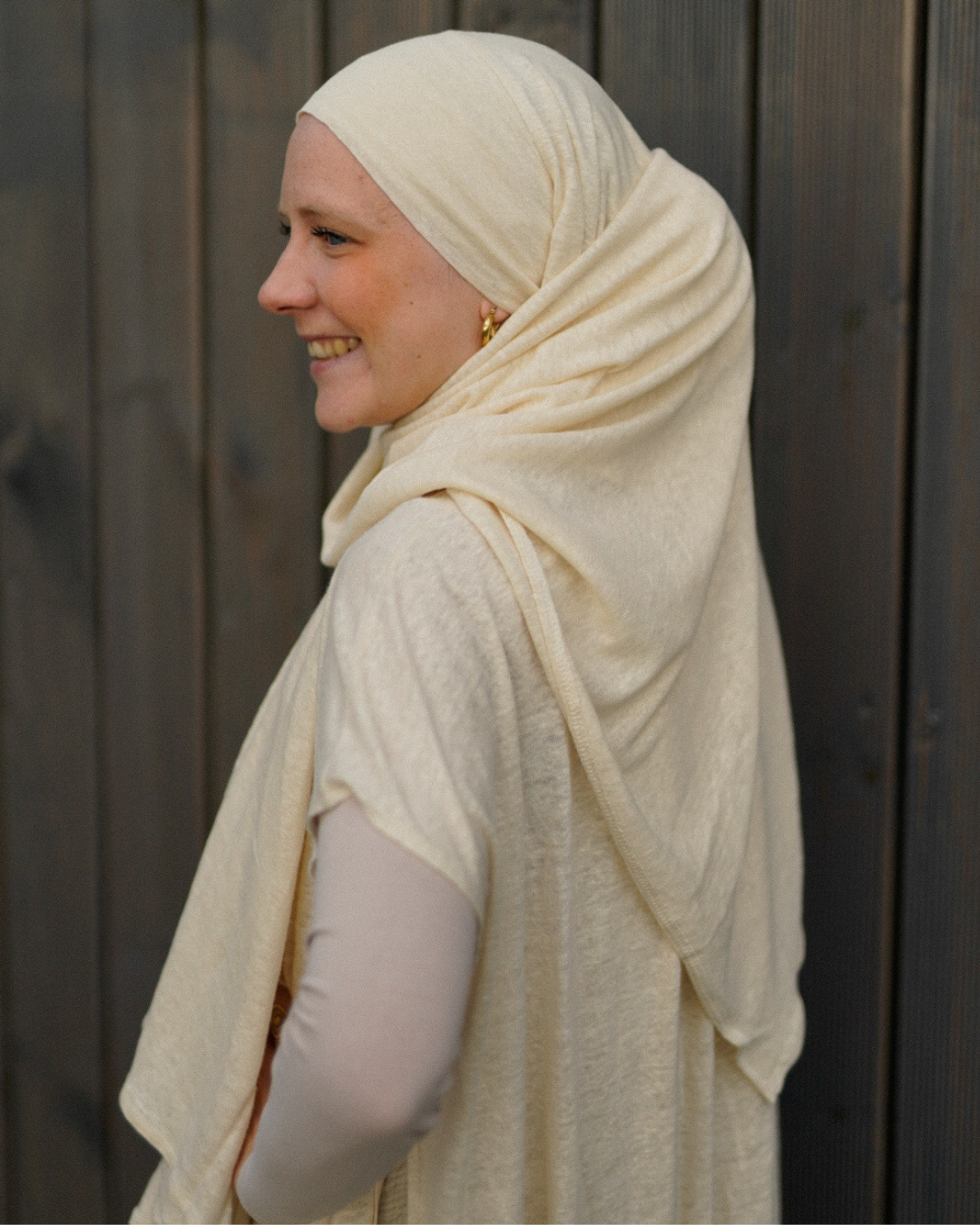 Instant Hijab "Leena" - 100% linnen - zomerzand