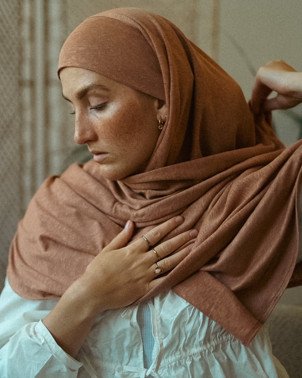 Instant Hijab "Leena" - 100% linnen - Lava mokka