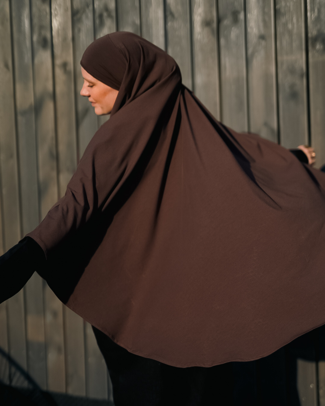 Jersey Khimar van biologisch katoen Chocolade