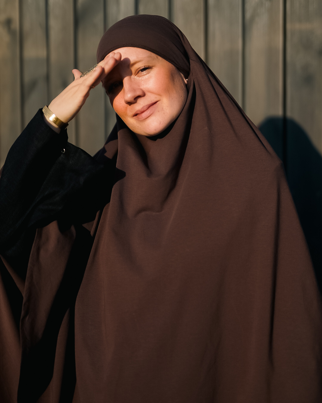 Jersey Khimar van biologisch katoen Chocolade