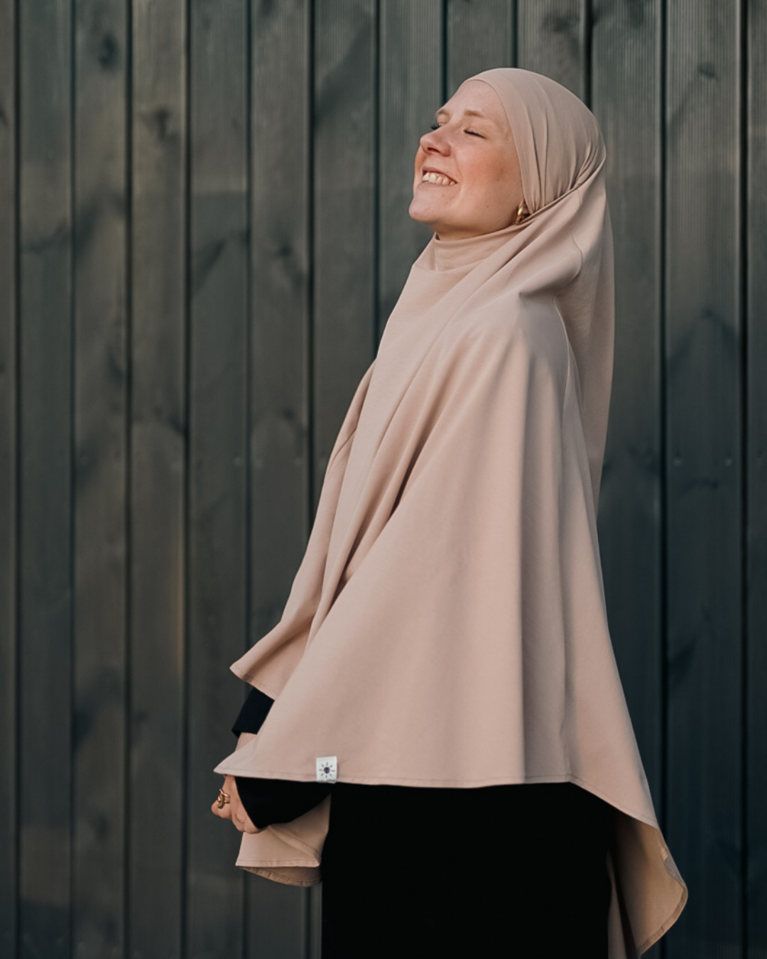 Jersey Khimar van biologisch katoen in licht taupe